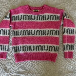 Miu Miu Pink and Gray Crew Neck Sweater